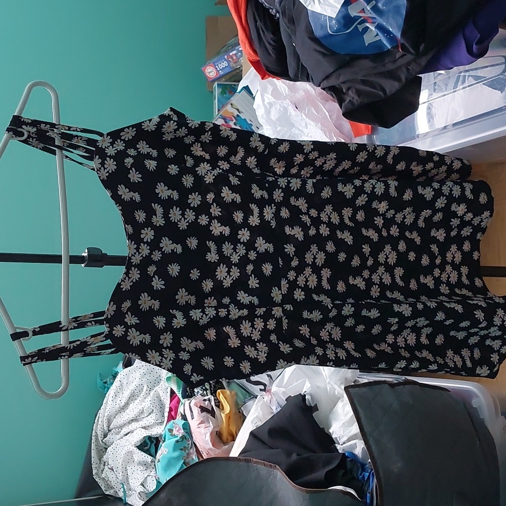 Floral Black Mini Dress